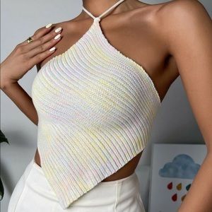 Shein tied backless knit top